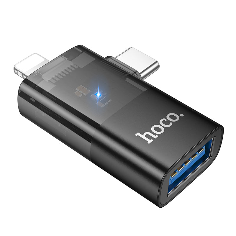 2 in 1 OTG Adaptor w/ Lightning & USB-C male to USB-A female, Plug and Play, Data Transfer (UA36E)