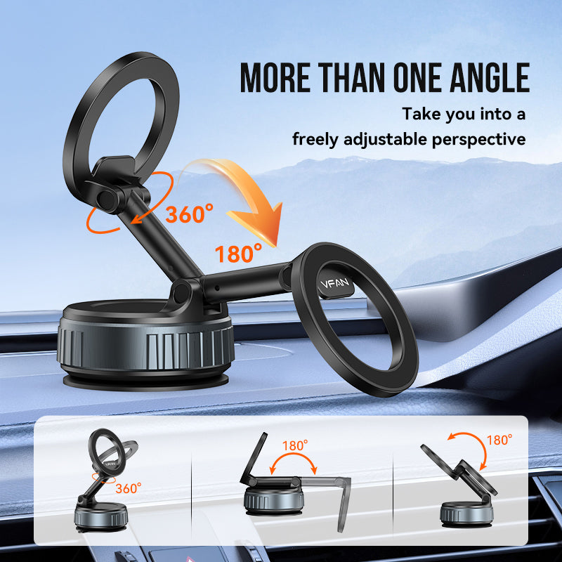 Magnetic Multi-Surface Suction Cup Phone Mount with Foldable Arm (H08)