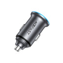 65W PD+QC Mini-Size Super Fast Car Charger with Metallic Body, LED Ring Light (B15)