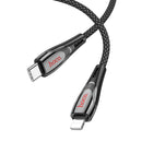 27W Nylon Braided Metallic USB Cable - Lightning to Type C (U133)