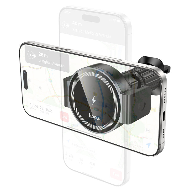 15W Wireless Charging Magnetic 2-in-1 Air Vent Phone Holder – Magnetic or Clamp Mount (HW35)