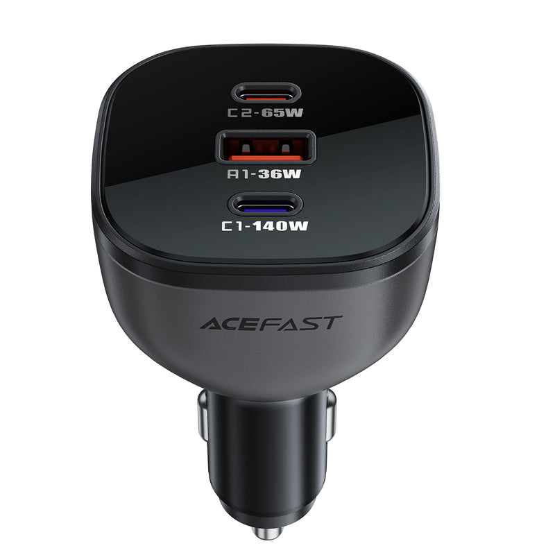 165W High Power 3-Port Car Charger w/ 2 x USB-C + USB-A, PD3.1 Microchip (B14)