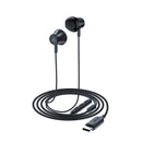 Ergonomic USB-C Earphone Universal w/ Digital Microchip, Nylon Wire (L2) Black