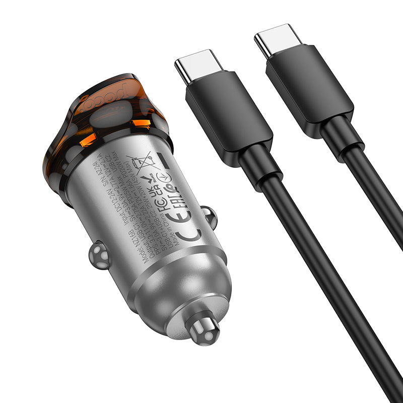 45W Dual USB C Super Fast Car Charger w/ Mini Size, C to C Cable Included (NZ16B)