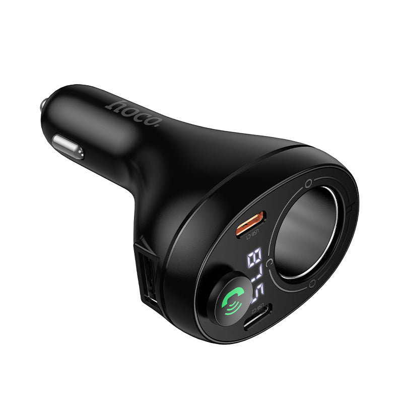 120W FM Car Kit with PD+QC, Cigarette Lighter Hub, LED Display (E88)