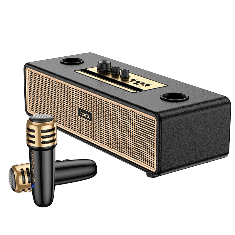 25W Classic Stylish Bluetooth Speaker w/ 2 Wireless Microphone, Phone Holder (BS63)