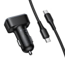 42W PD+QC 3-Ports Car Charger with 2x USB-A, 1x USB-C Outputs, LED Power Display (Z63A CC) Includes 60W C to C Cable