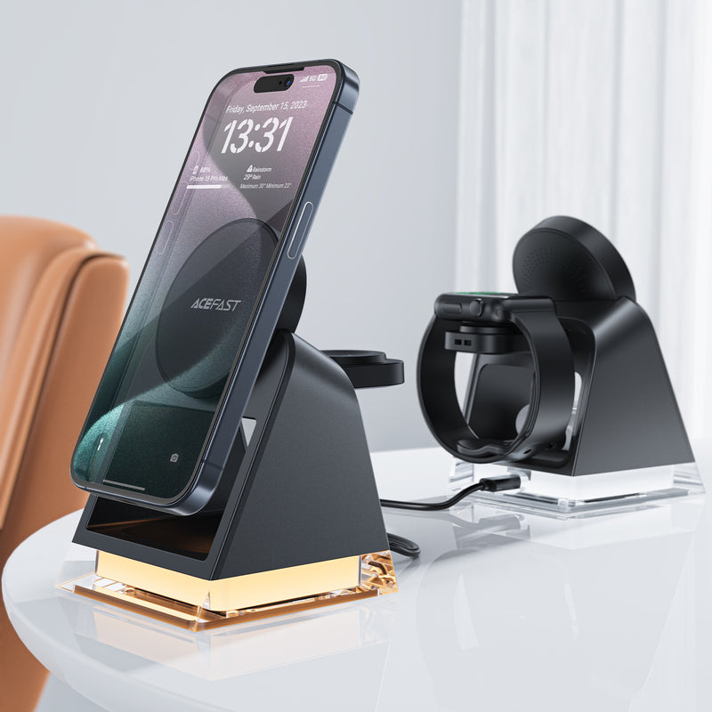 20.5W Premium 3-in-1 Magnetic Wireless Charger w/ Stylish Ambient Light (E17)