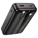 22.5W PD+QC Power Bank w/ 2 Built-in Cables, LED % Display (20000mAh) (Q37A)