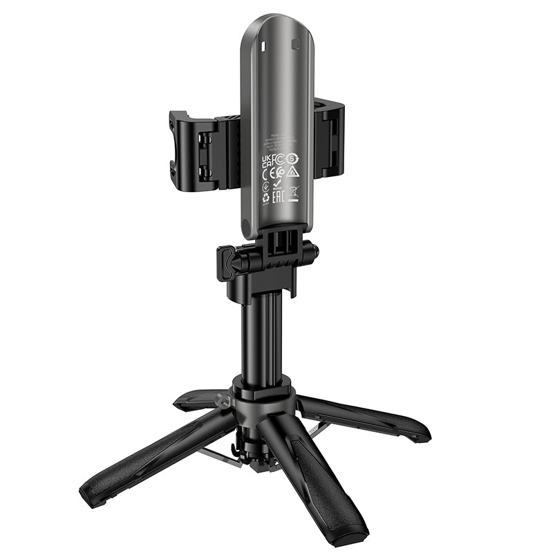 Mini Size Bluetooth Selfie Stick w/ 39cm Height Quadpod, V5.2 Remote, Secure Strap & Buckle (K27)
