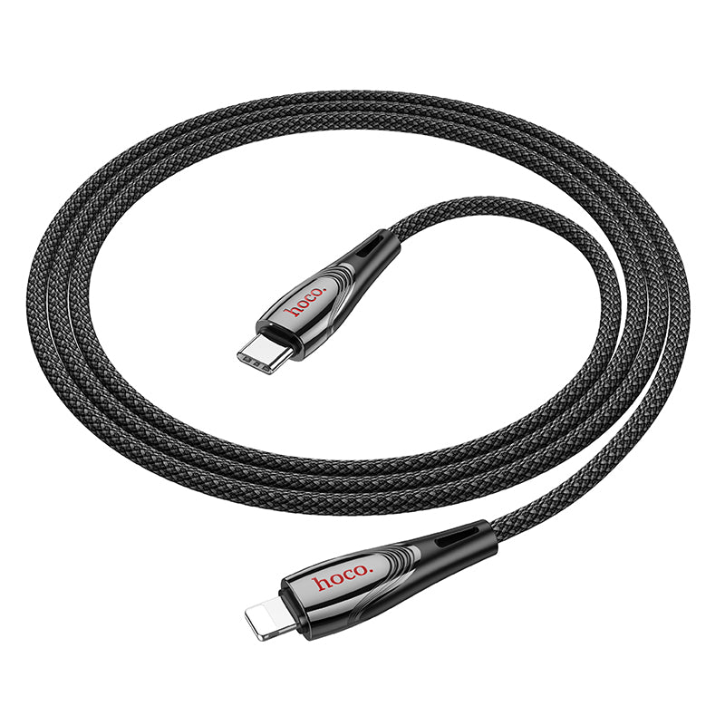 27W Nylon Braided Metallic USB Cable - Lightning to Type C (U133)