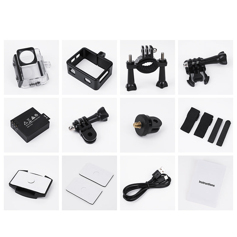 4K 2160P/60FPS Sports Camera w/ 12MP EIS Stabilization Anti Shake, 30M Waterproof, Front & Back Dual Screen (DV102)