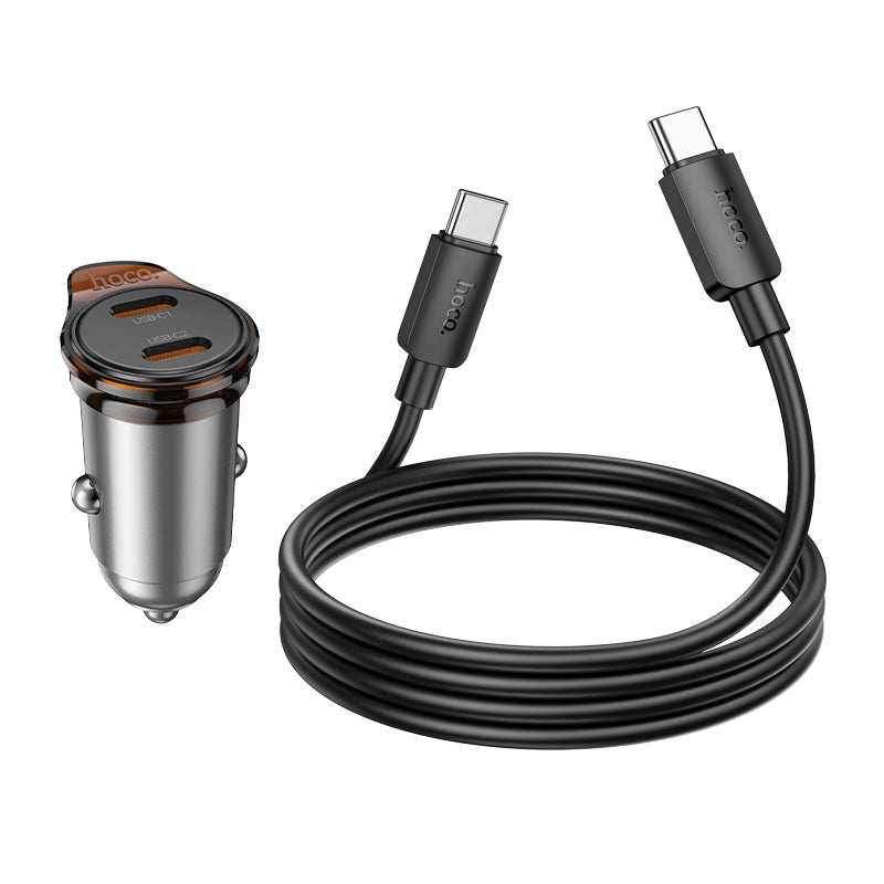 45W Dual USB C Super Fast Car Charger w/ Mini Size, C to C Cable Included (NZ16B)