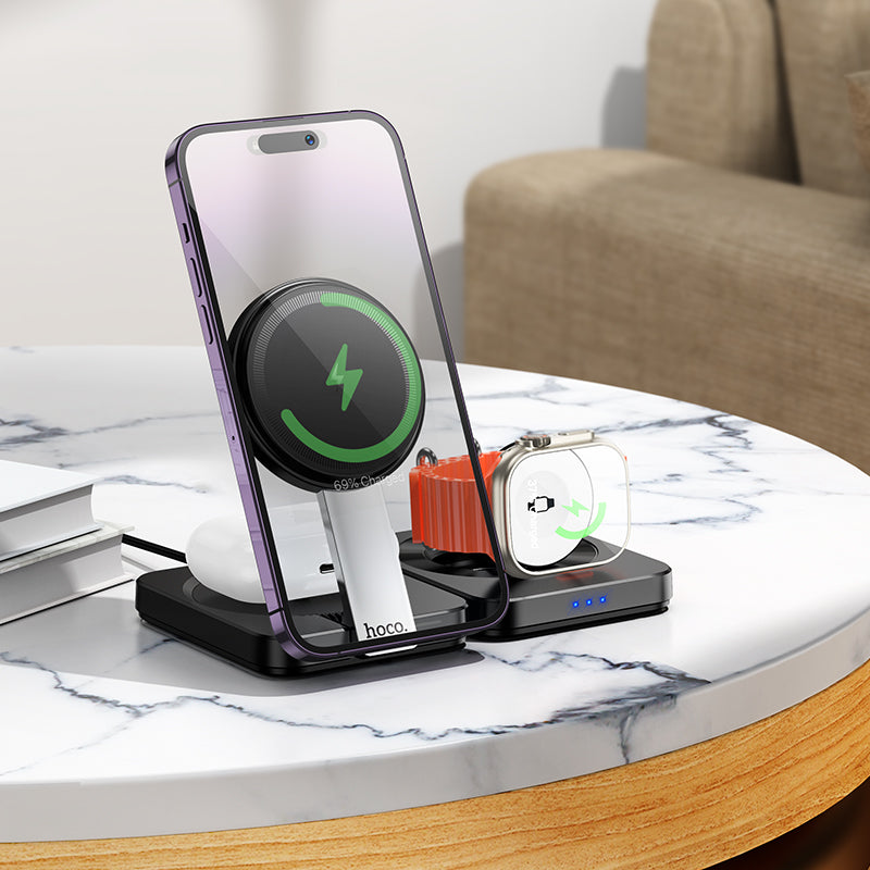 15W 3-in-1 Magnetic Wireless Fast Charger with Foldable Design (CQ11)