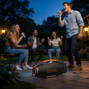 200W RMS / 370W Peak Premium Bluetooth Speaker with Dynamic LED Light, Multi-Mode Playback, Strong Bass, 2 Wireless Microphone (HT4 Pro)