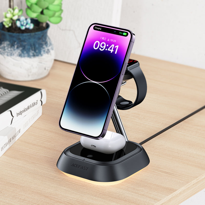 20.5W Premium 3-in-1 Magnetic Wireless Charger w/ Stylish Ambient Light (E16)