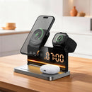 15W 4-in-1 Magnetic Wireless Fast Charger, with Alarm Clock, Ambient Lighting, Compact Foldable Design (DWQ03)