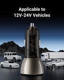 60W Dual USB-C Super Fast Car Charger w/ Digital Display, Transparent Body (B10)