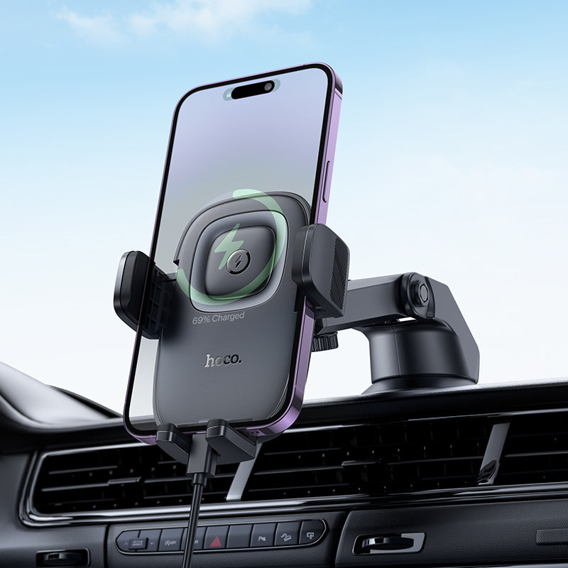 15W Wireless Charging Phone Holder for Windshield / Dashboard (HW32)