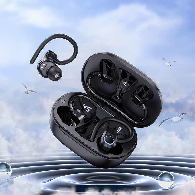 Wireless TWS Earbud w/ Battery % Display, Ear Hook (EQ8)
