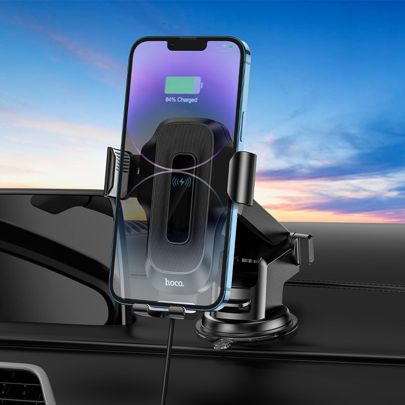 15W Automatic Clamping Wireless Charging Phone Holder for Windshield / Dashboard (HW3)