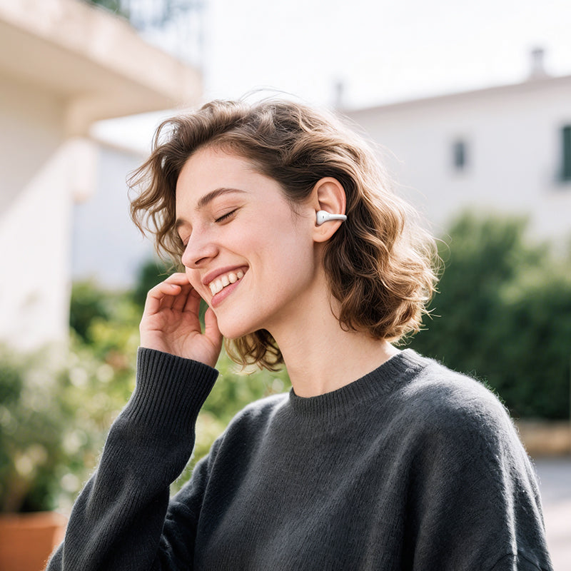 Open-Ear TWS Clip-On Earbuds with 6 Hours, Hoco Music App (EA8)