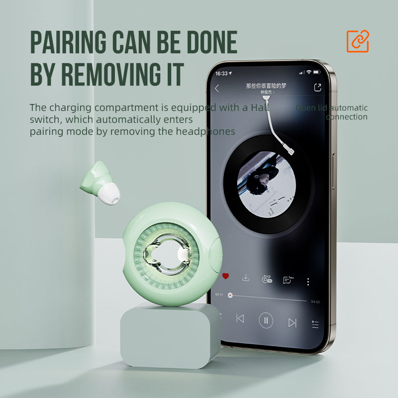 TWS Earphone w/ Innovative Donut Shape Case, ANC Noise Cancelling (T11) White