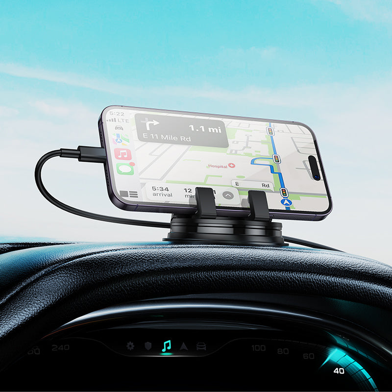 Dashboard Phone Holder w/ Stable Base, Sturdy Fitting, Rotatable (H55)