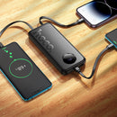 22.5W PD+QC Power Bank with LED % Display, 2 Built-in Cables, CCC Certification (10000mAh) (J132)