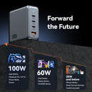 100W 4-Port PD GaN Ultra Fast Desktop Charging Station with 3x USB-C, 1x USB-A, 1.8M Power Cord (AU9)