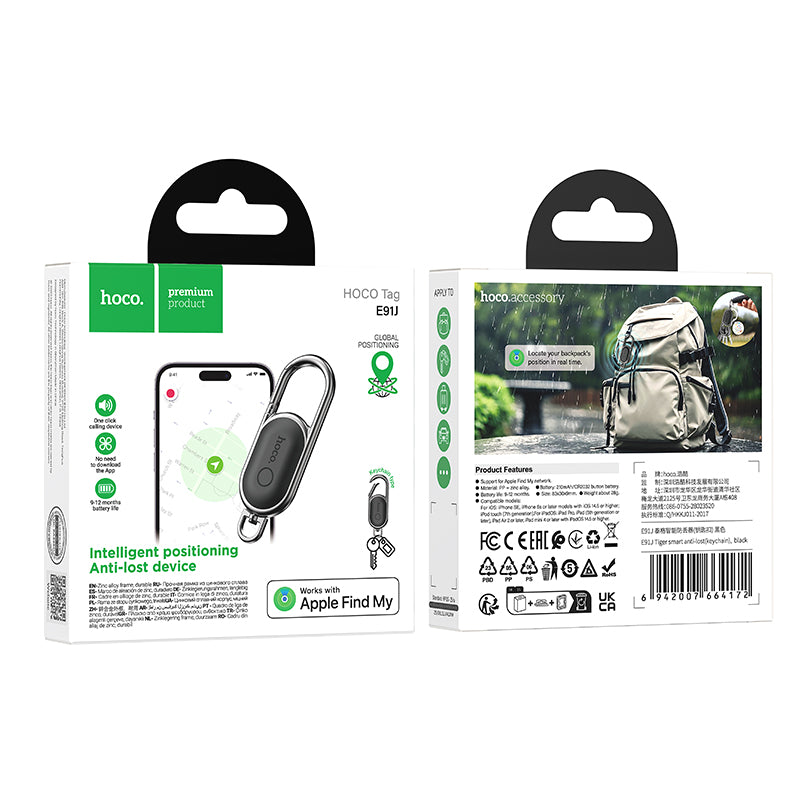 Smart Wireless Tracker Tag w/ 9-12 Months Battery Life, Key Chain (E91J)