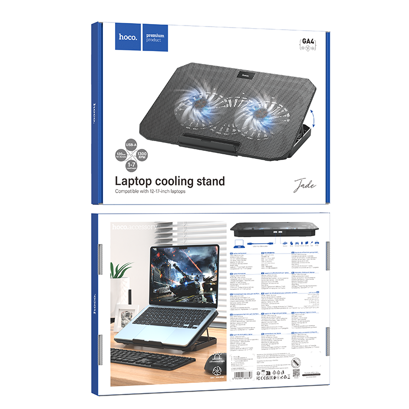 Ergonomic Laptop Stand with Cooling Fan for 12-17" Laptops (GA4)