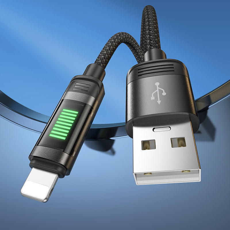 Nylon Braided Metallic USB Cable w/ Dynamic LED  - Lightning (U126)