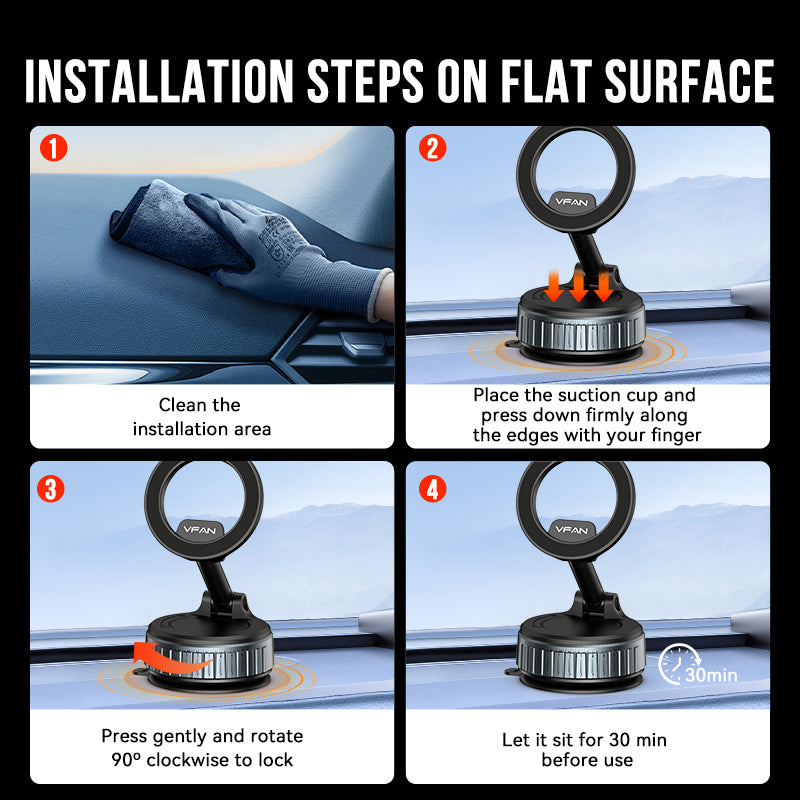 Magnetic Multi-Surface Suction Cup Phone Mount with Foldable Arm (H08)