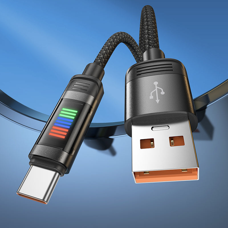 5A Nylon Braided Metallic USB Cable w/ Dynamic LED  - Type C (U126)