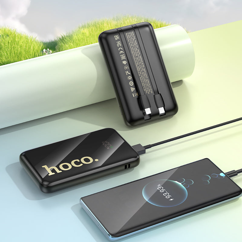 22.5W PD+QC Power Bank w/ 2 Built-in Cables, LED % Display (10000mAh) (Q37)