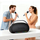 Premium Bluetooth Party Speaker with 2 Wireless Microphones, RGB Light, 3D Sound with 5x Drive Units (HT2)