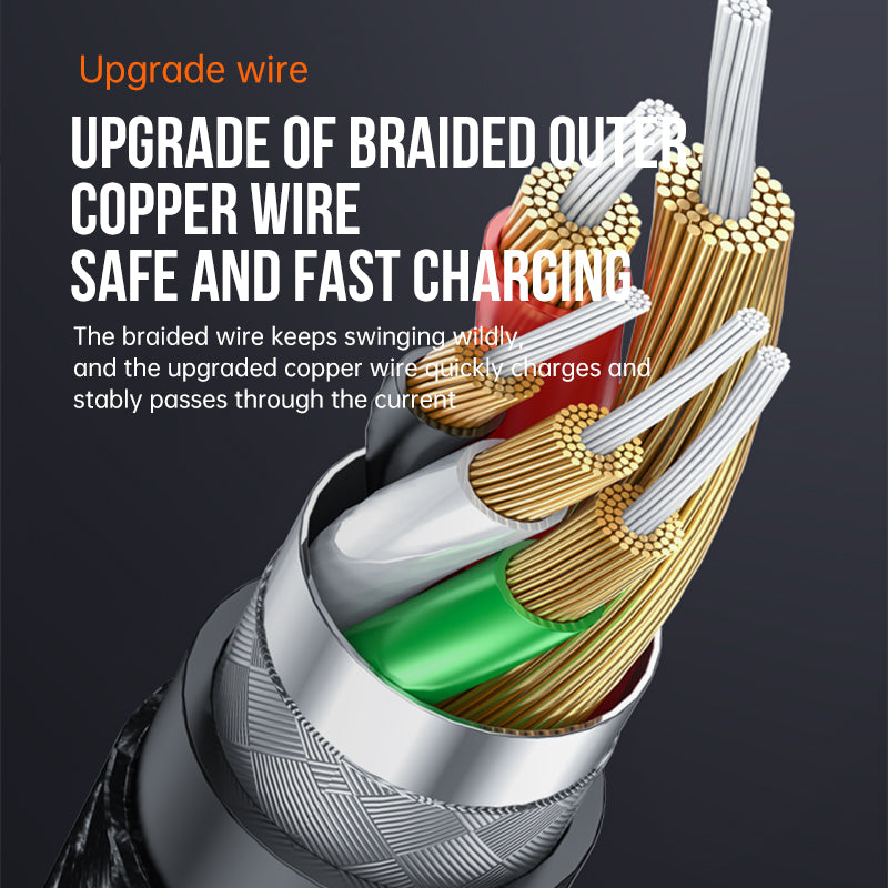 60W 4 in 1 Fast Charge USB Cable w/ Nylon Braided Wire (X19)
