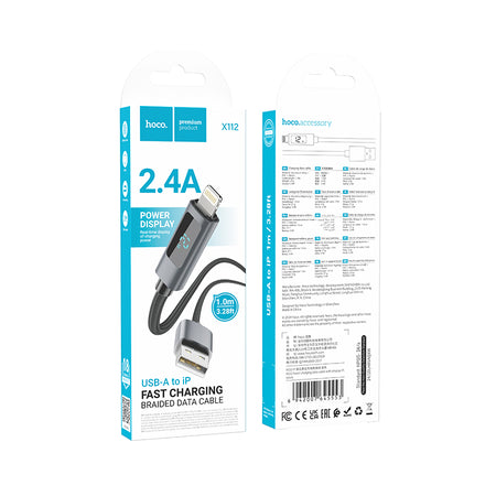 Fast Charging Nylon Braided Cable with LED Power Display (X112)