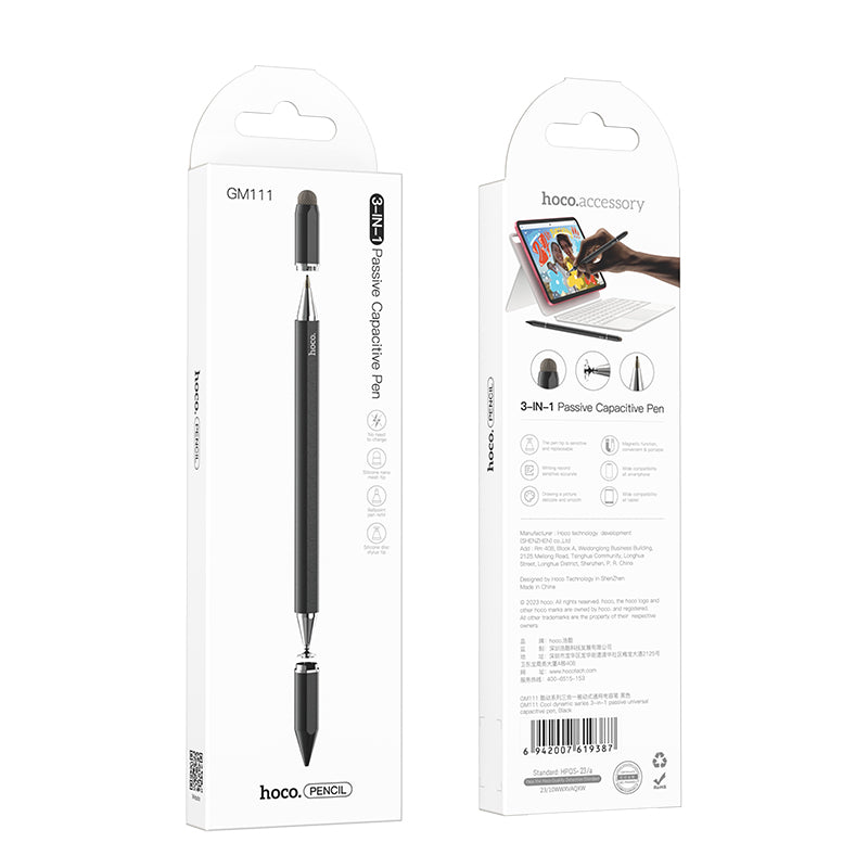 3 in 1 Multi Function Universal Stylus Pen (GM111) Black