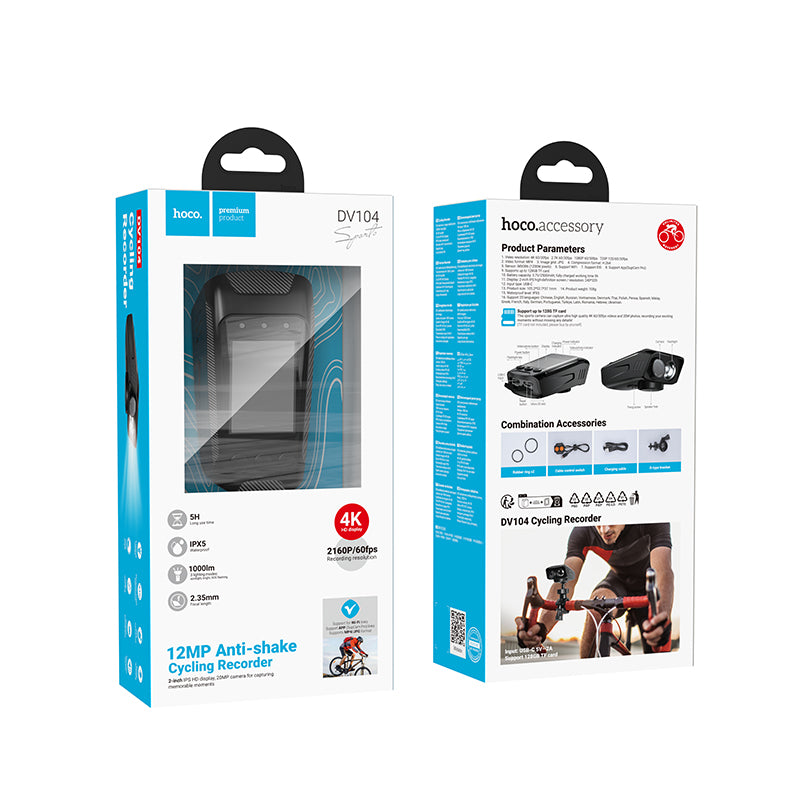 Dash Cam for Bike & Motorbike w/ 4K 2160P/60FPS, 12MP Anti Shake Camera, IPX5 Waterproof, LED Torch (DV104)