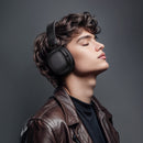 Leather Bluetooth Headset w/ 32 Hours, Air Soft Earmuff, Aux Input, Foldable Design (W64)