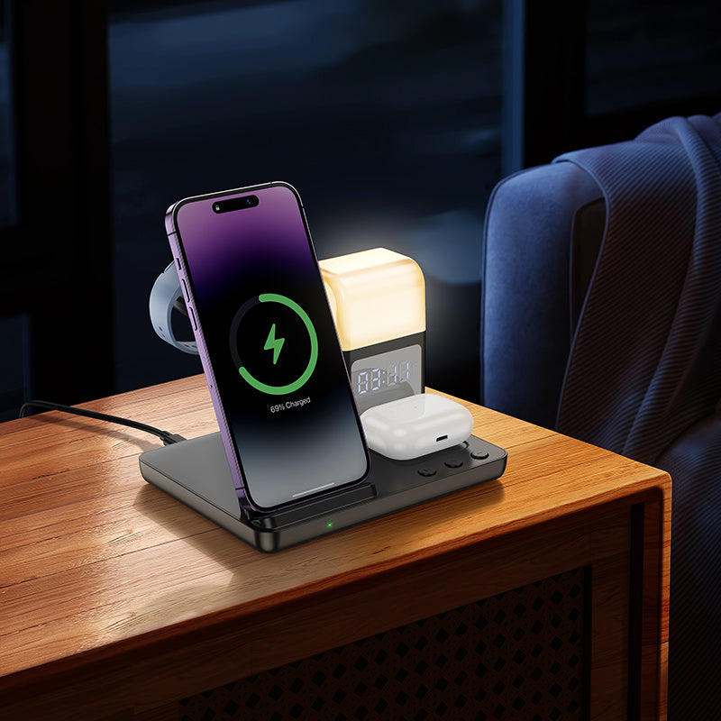 15W 3-in-1 Wireless Fast Charger with Night Lamp (CQ9) Black