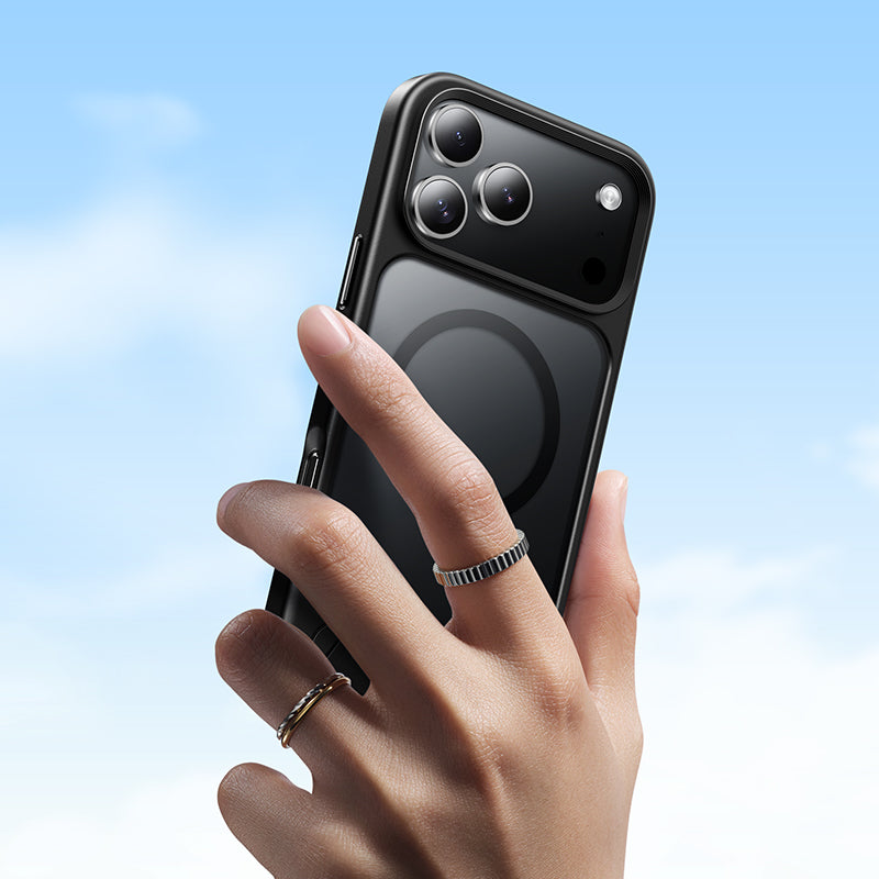 Magnetic Semi-Transparent Case w/ MagSafe Compatible, Anti-Fingerprint, Hidden Kick Stand (AS12) - iPhone 17 Pro