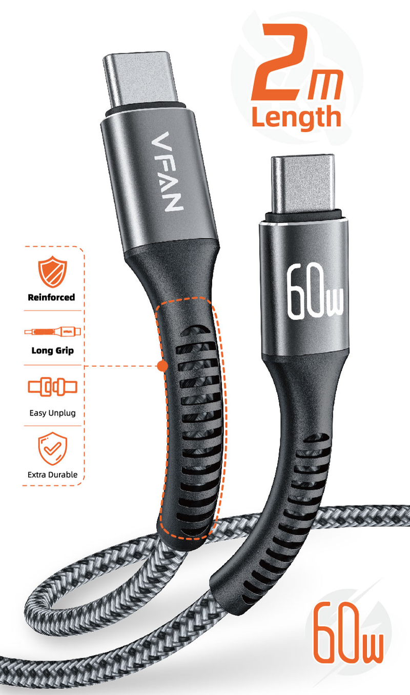 Super Fast Charging Cable with Reinforced Long Grip (X22) - 30W Lightning to Type C