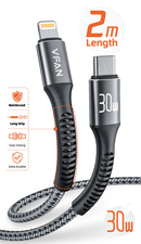 Super Fast Charging Cable with Reinforced Long Grip (X22) - 30W Lightning to Type C