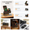 15W 4-in-1 Magnetic Wireless Fast Charger, with Alarm Clock, Ambient Lighting, Compact Foldable Design (DWQ03)