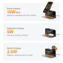 15W 4-in-1 Magnetic Wireless Fast Charger, with Alarm Clock, Ambient Lighting, Compact Foldable Design (DWQ03)