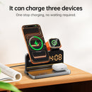 15W 4-in-1 Magnetic Wireless Fast Charger, with Alarm Clock, Ambient Lighting, Compact Foldable Design (DWQ03)