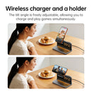15W 4-in-1 Magnetic Wireless Fast Charger, with Alarm Clock, Ambient Lighting, Compact Foldable Design (DWQ03)